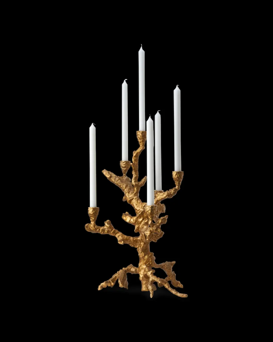 Sale Polspotten Apple Tree Candle Holder - L gold