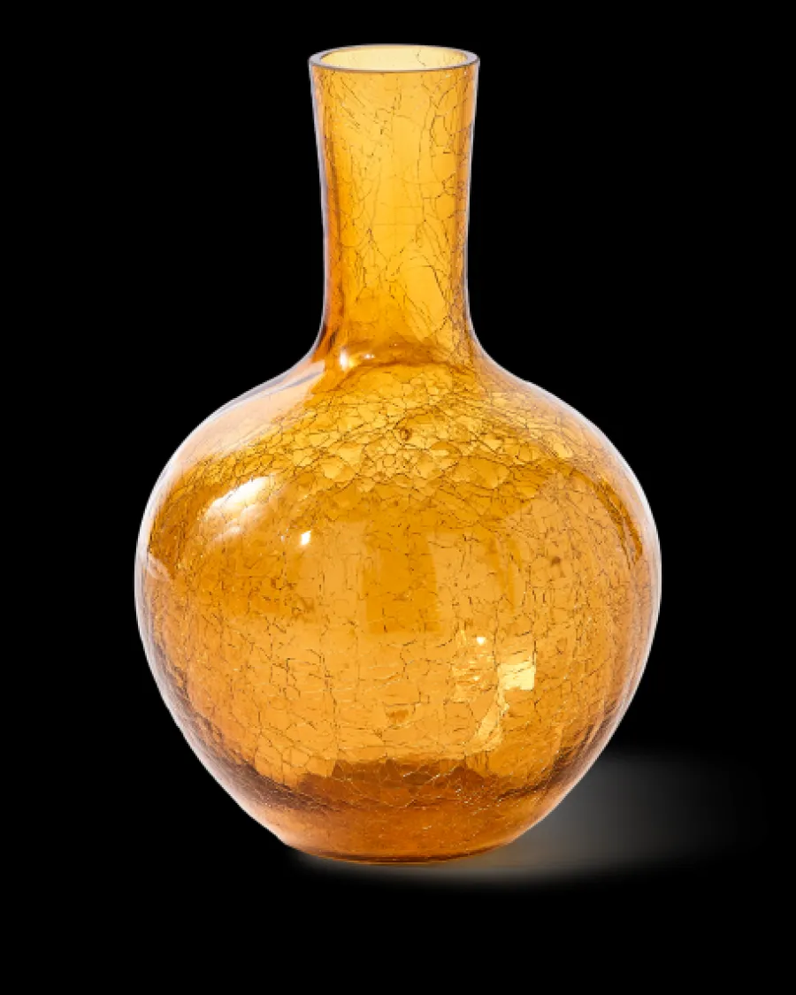 Sale Polspotten Crackled Glass Ball Body Vase - S yellow