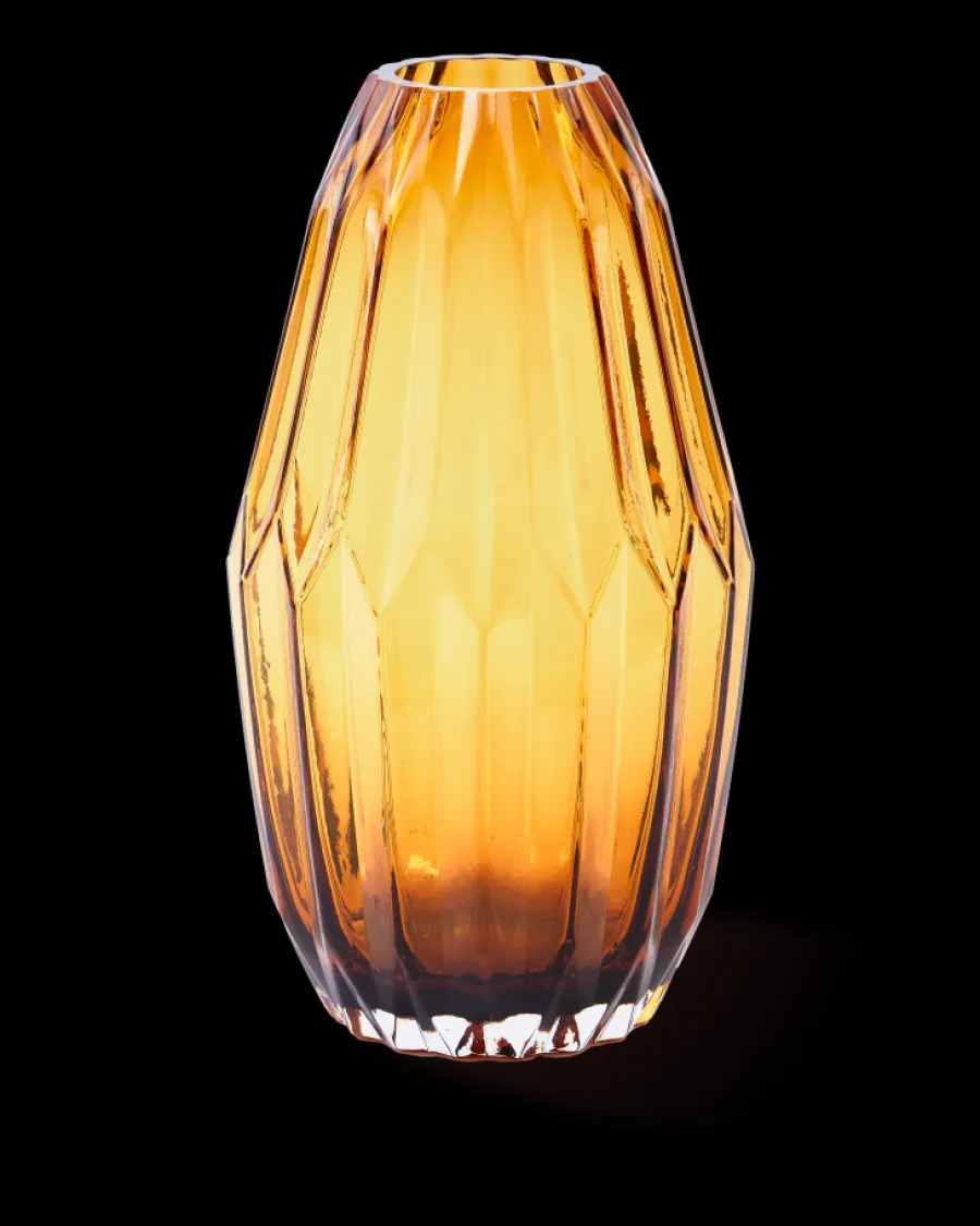 Outlet Polspotten Glass Folds Vase - M ochre