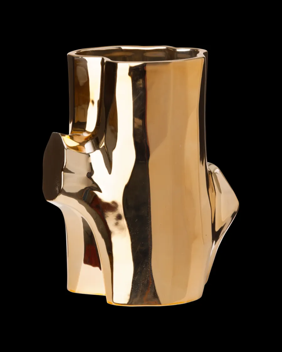 Clearance Polspotten Log Vase - S gold