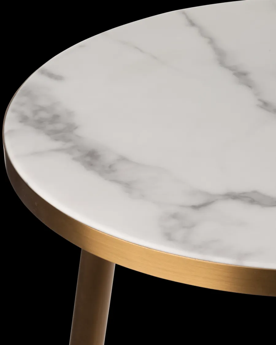 Cheap Polspotten Marble Look & Gold Feet Side Table white