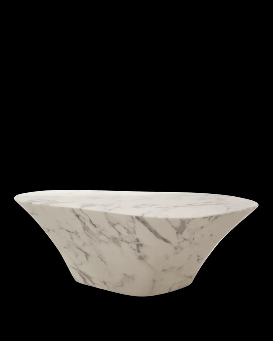 Outlet Polspotten Oval Marble Look Coffee Table white