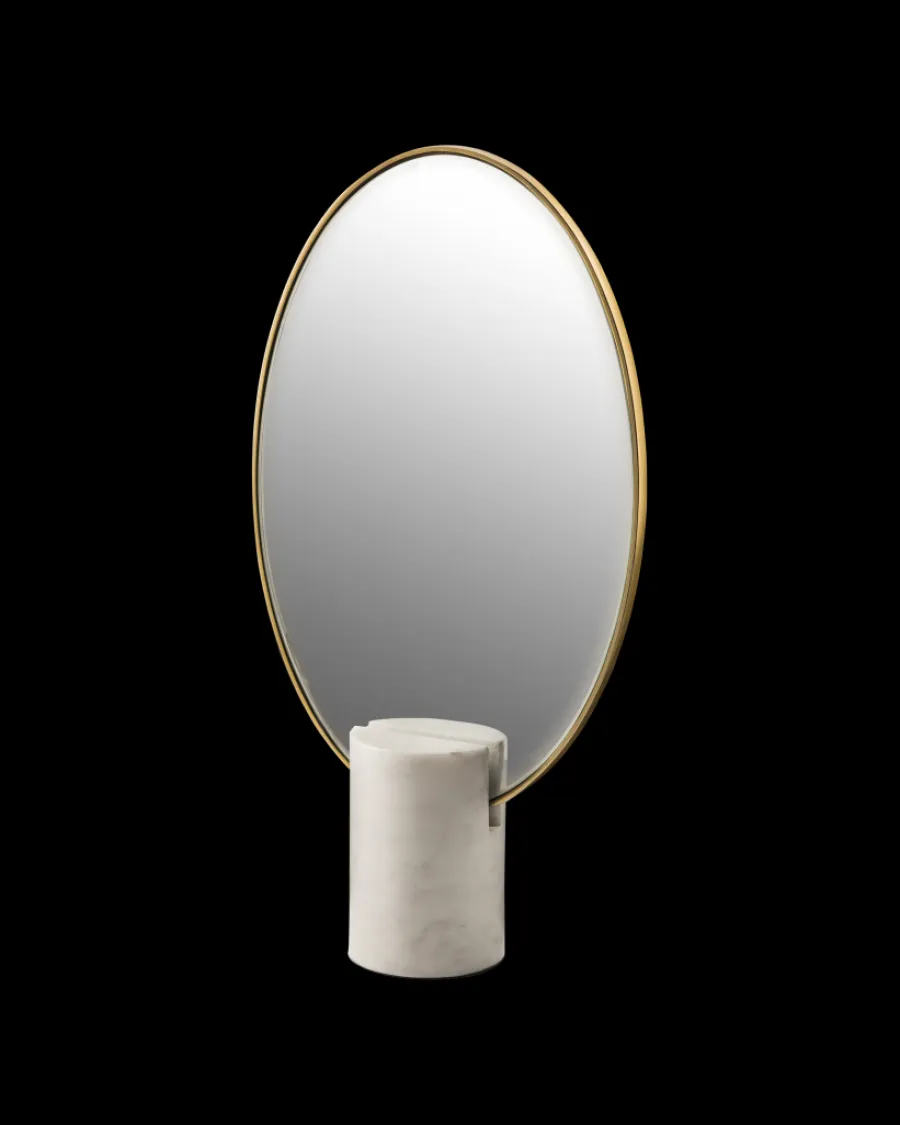 Discount Polspotten Oval Mirror with Marble Base white