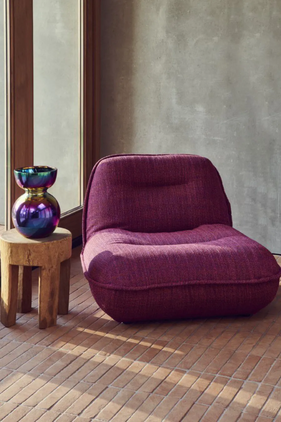 Online Polspotten Puff Lounge Chair Disco burgundyred