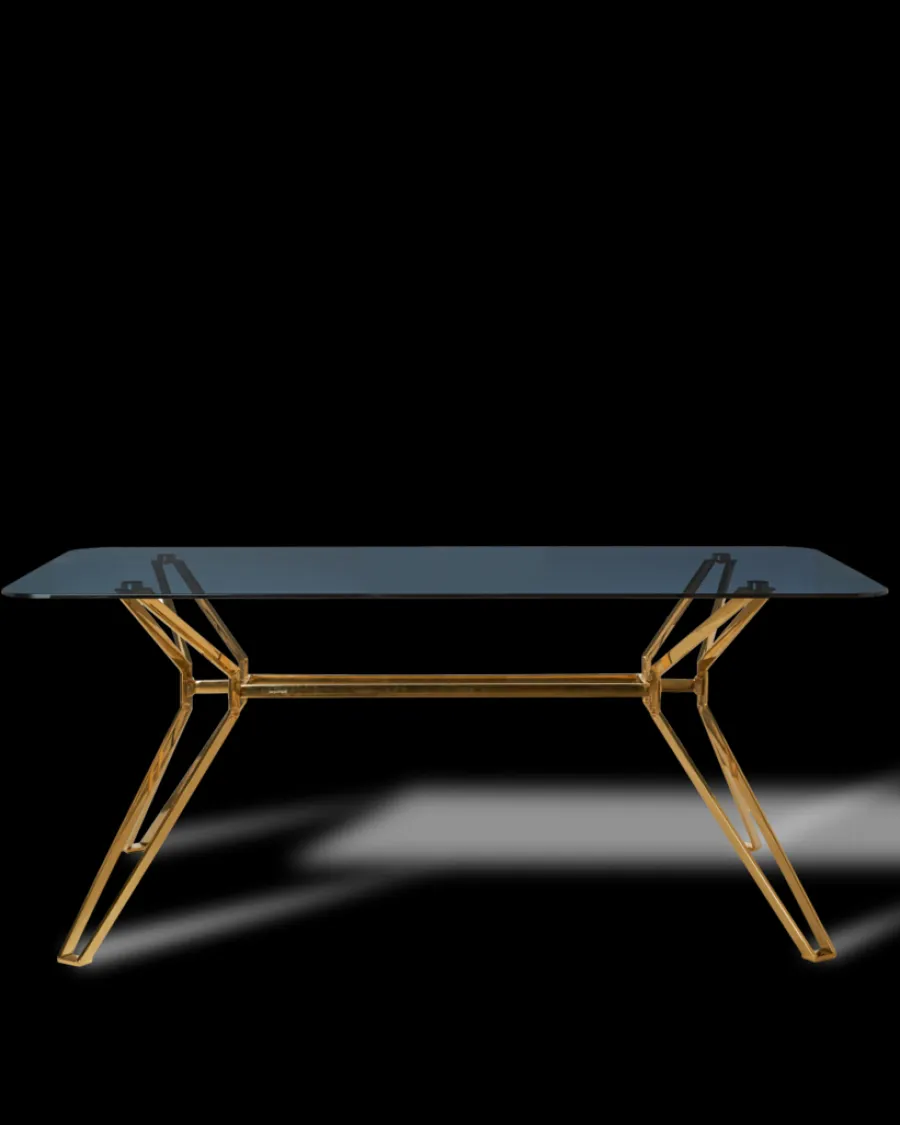 Online Polspotten Rectangle and Glass Dining Table gold