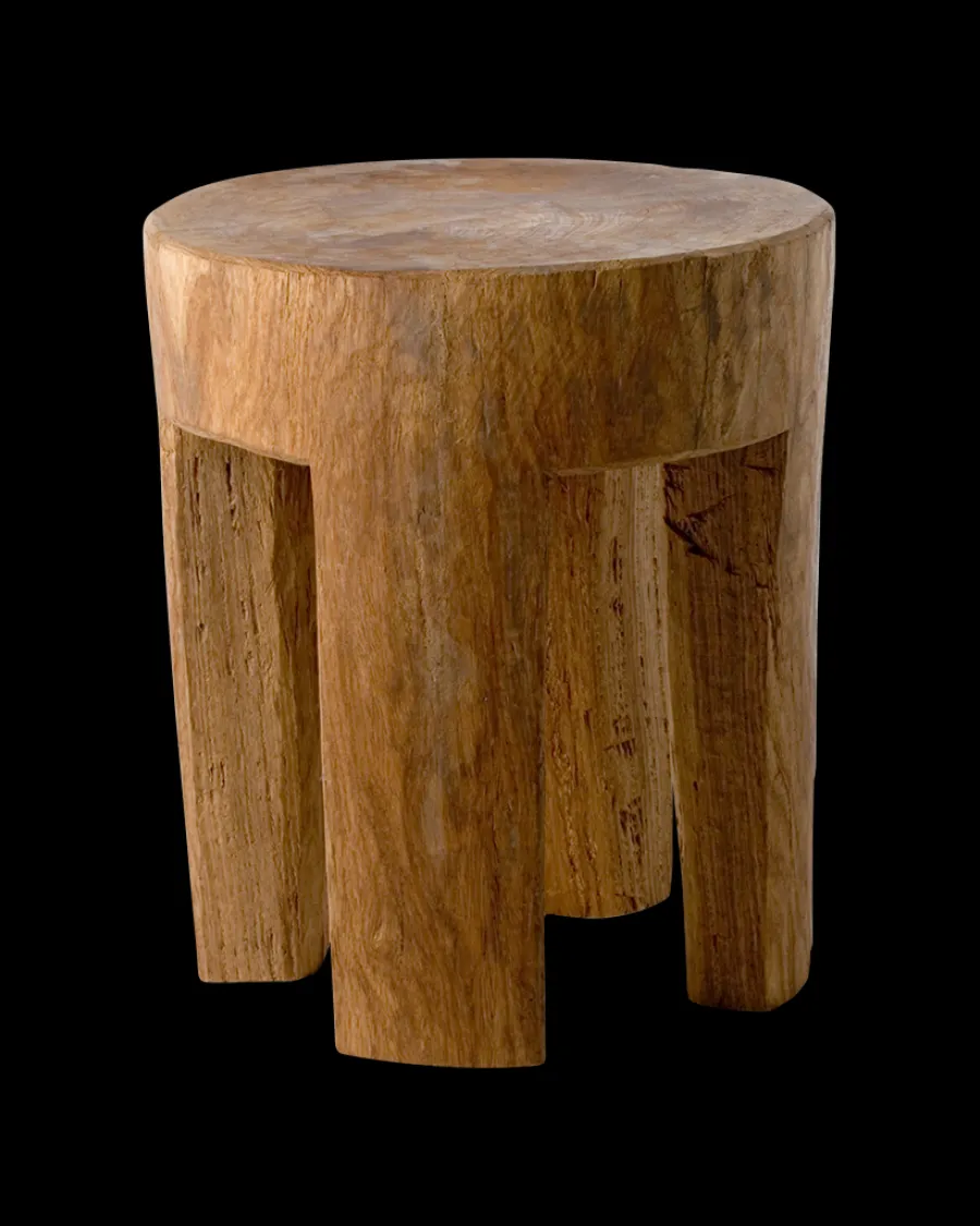 Hot Polspotten Round Four Square Legs Stool cognac