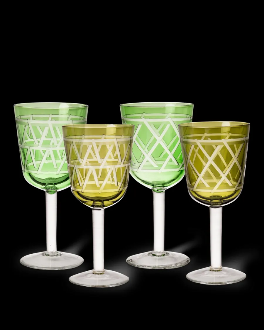 New Polspotten Tie Up Wine Glasses olivegreen