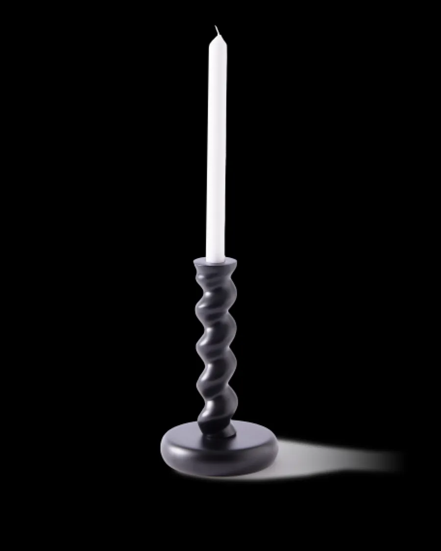 New Polspotten Twister Candle Holder - M black