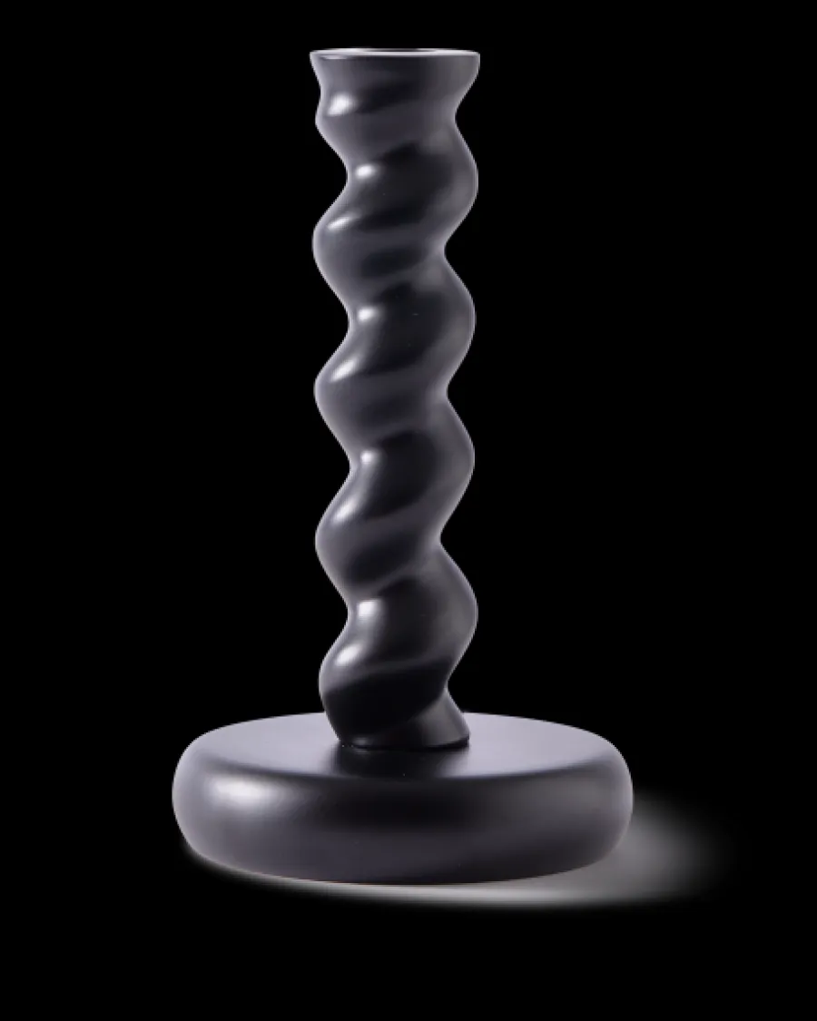 New Polspotten Twister Candle Holder - M black